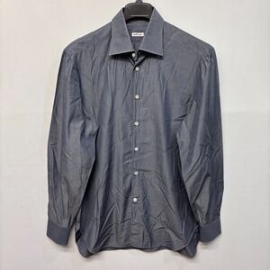 Kiton Men Button Down Shirt Top Size 16.5 42 Long Sleeve D029 -19